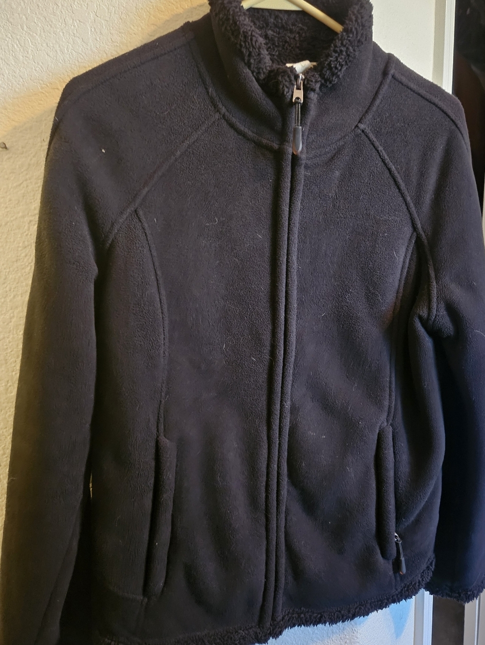 Black Plush Sherpa Zip-Up Jacket